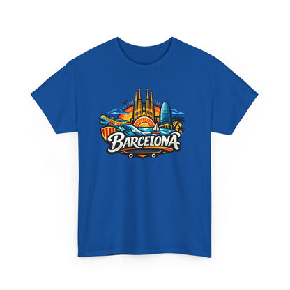 Barcelona Skyline Graphic Tee — Colorful Travel Souvenir T-Shirt