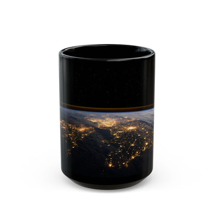 Earth at Night Black Coffee Mug – Satellite City Lights 11oz/15oz
