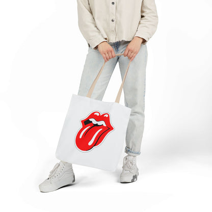 Rock & Roll Tongue Canvas Tote Bag — Retro Lip Graphic