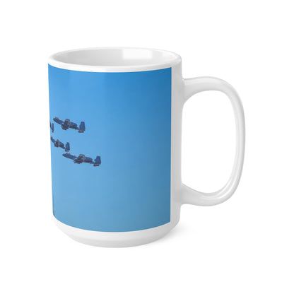 US Military fly passed the Empire State Building in NYC Ceramic Coffee Cups, 11oz, 15oz