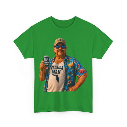 Florida Man Graphic Tee — Funny Vacation Shirt with Hawaiian Shirt Design