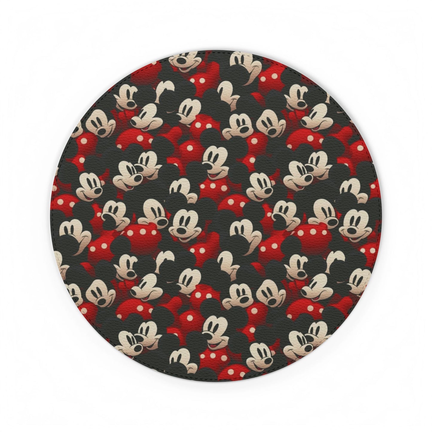 Mickey Mouse Pattern PU Leather Mouse Mat — Retro Cartoon Gaming Desk Pad