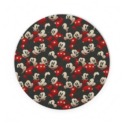 Mickey Mouse Pattern PU Leather Mouse Mat — Retro Cartoon Gaming Desk Pad