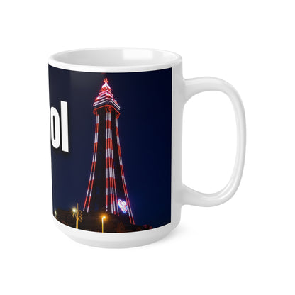 Blackpool Tower Night Skyline Ceramic Coffee Mug — 11oz & 15oz