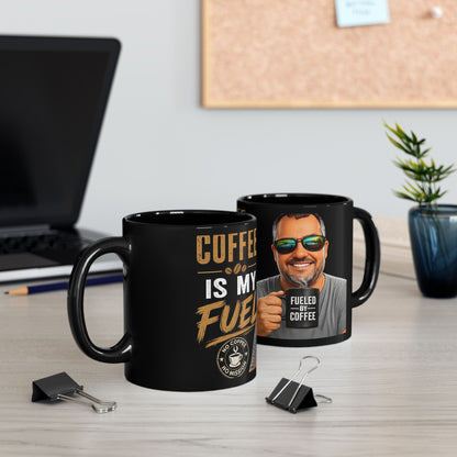 Fueled by Coffee Mug — Black Ceramic Coffee Cup (11oz & 15oz)