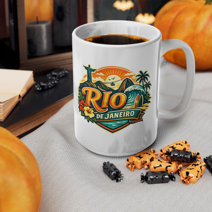 Rio de Janeiro Ceramic Coffee Mug — Vintage Tropical Travel Souvenir (11oz & 15oz)