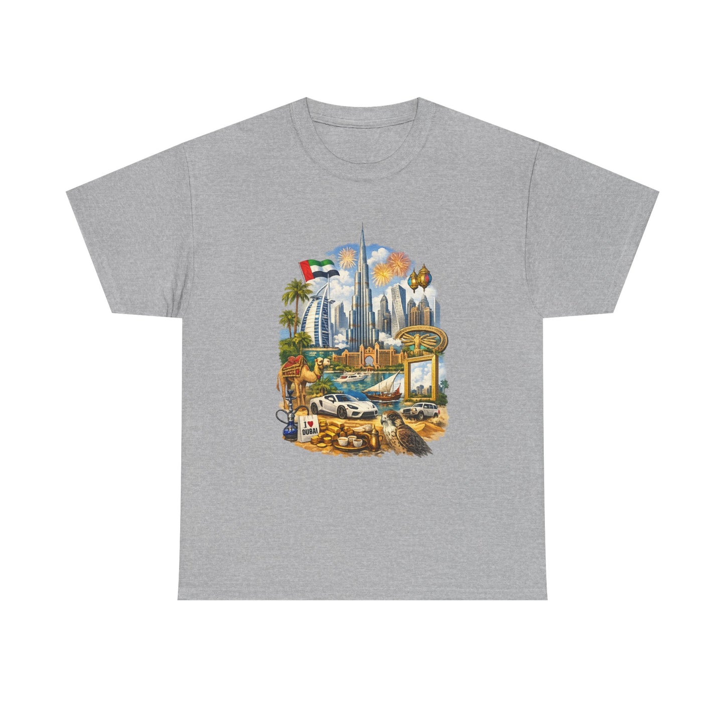Dubai Skyline Beach Vacation T-Shirt – Retro Travel Collage Tee