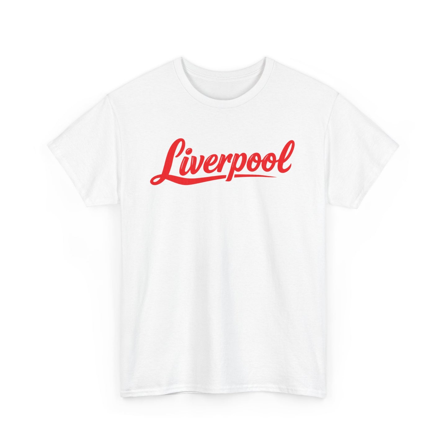 Liverpool Script T-Shirt — Retro Red Logo Tee for Fans