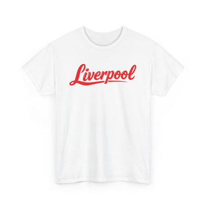 Liverpool Script T-Shirt — Retro Red Logo Tee for Fans