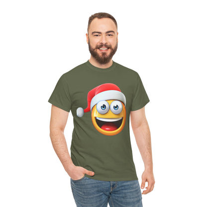 Christmas Emoji T-Shirt — Santa Hat Smiley Holiday Tee