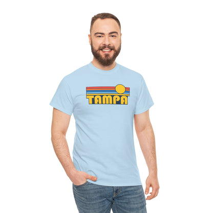 Tampa Retro Sunset T-Shirt — Vintage 70s Striped Beach Tee