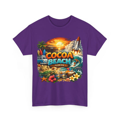 Cocoa Beach Florida Sunset Surf T-Shirt — Retro Beach Vacation Graphic Tee