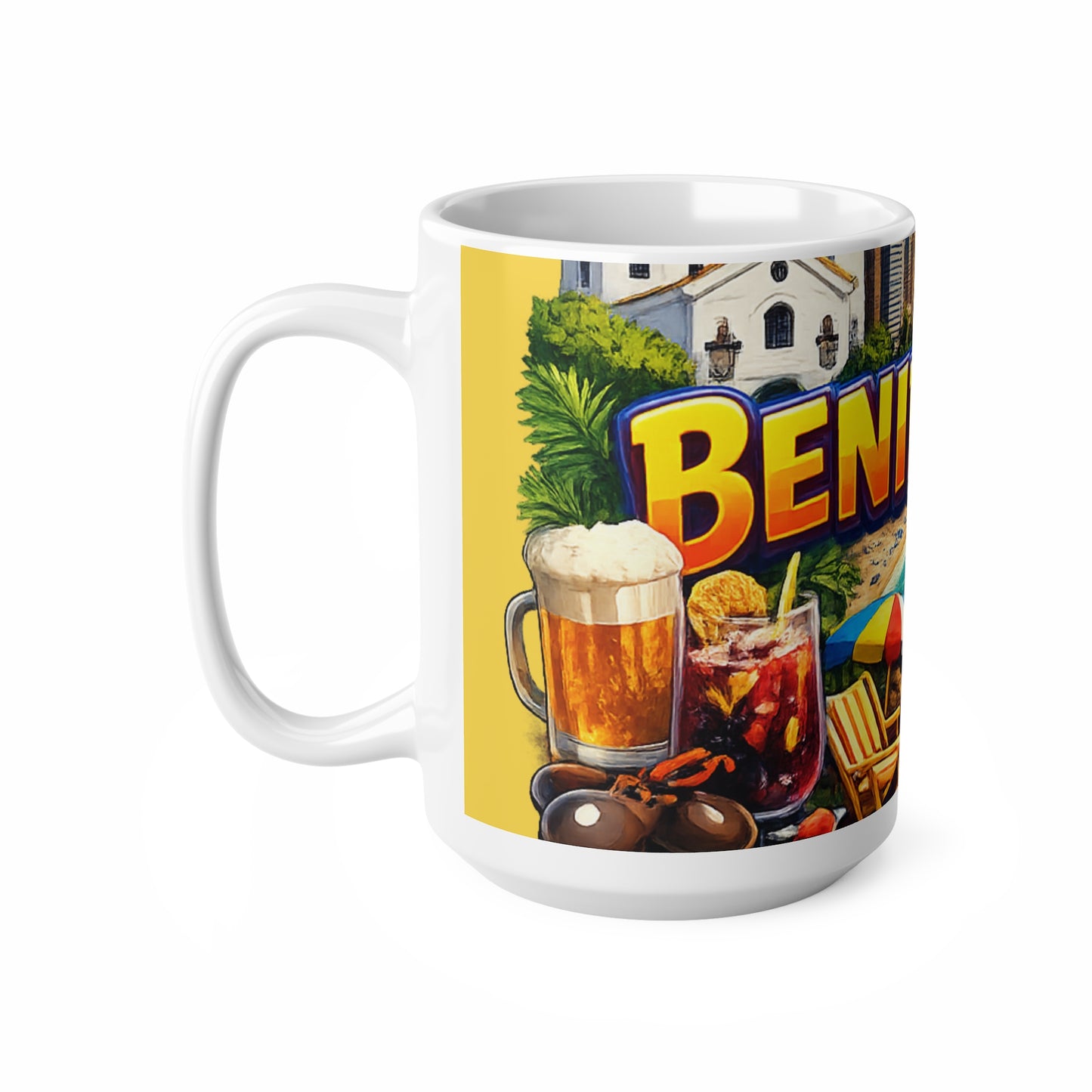 Benidorm Travel Coffee Mug — Retro Cityscape 11oz & 15oz Ceramic Cup