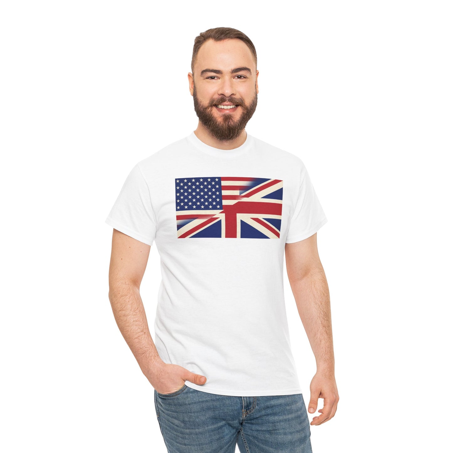 USA-UK Flag Graphic Tee — American British Union Jack Mashup T-Shirt