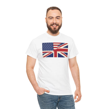 USA-UK Flag Graphic Tee — American British Union Jack Mashup T-Shirt