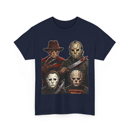 Horror Icons T-Shirt — Freddy, Jason, Michael & Pinhead Slasher Collage