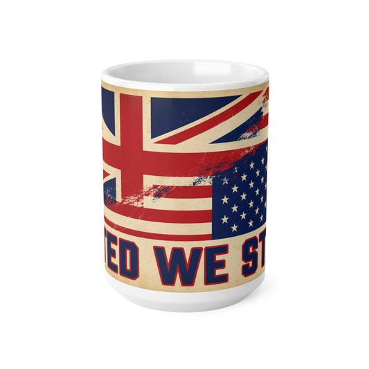 United We Stand Ceramic Coffee Mug — Vintage UK & USA Flag 11oz/15oz