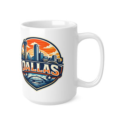Dallas Skyline Ceramic Coffee Mug — Retro Cityscape 11oz & 15oz