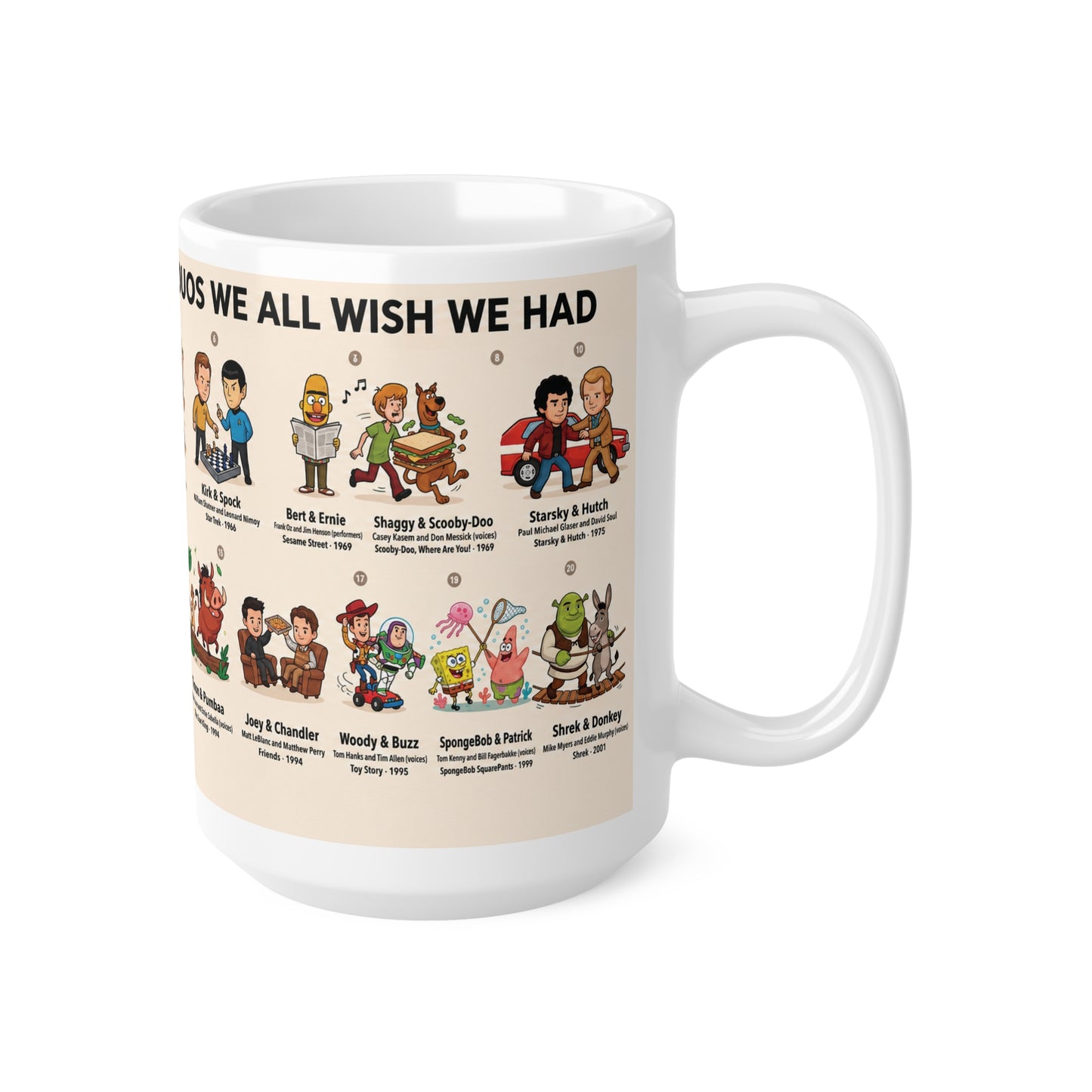 Best Friend Duos Coffee Mug — Vintage Club Championship Medal Design (11oz & 15oz)