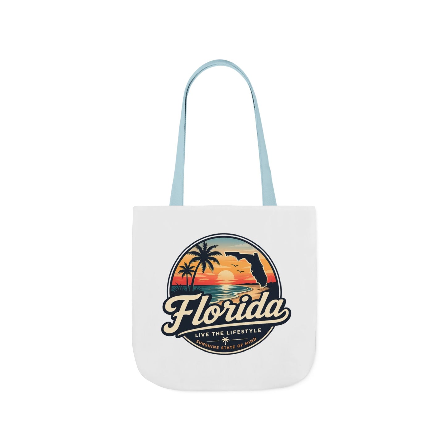 Florida Sunset Canvas Tote Bag — Retro Palm Beach Design