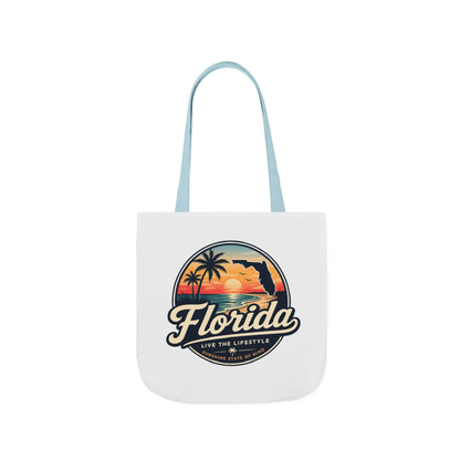 Florida Sunset Canvas Tote Bag — Retro Palm Beach Design