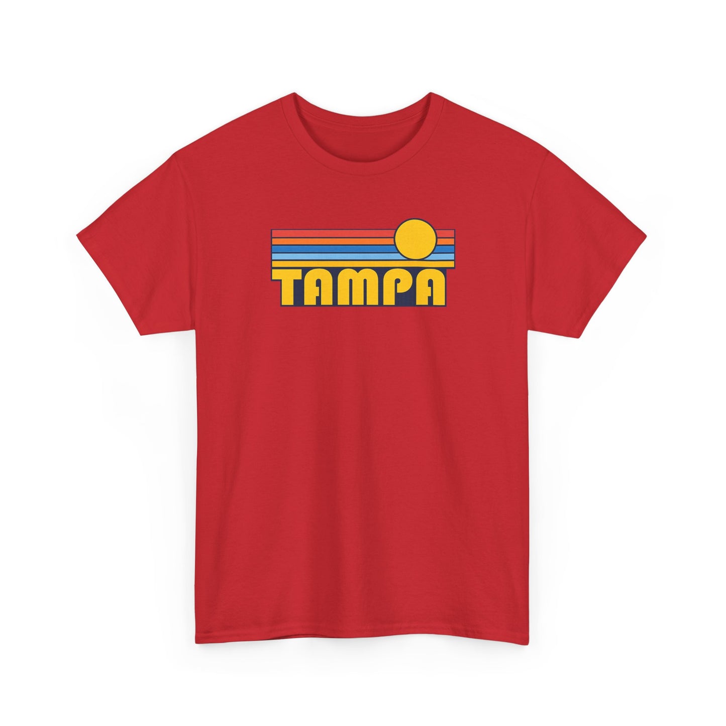 Tampa Retro Sunset T-Shirt — Vintage 70s Striped Beach Tee