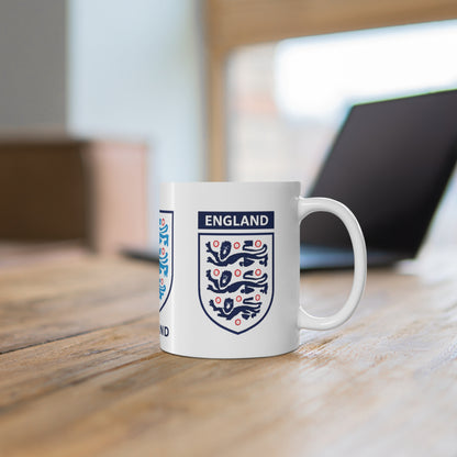 England Three Lions Ceramic Coffee Mug — 11oz & 15oz Football Fan Gift