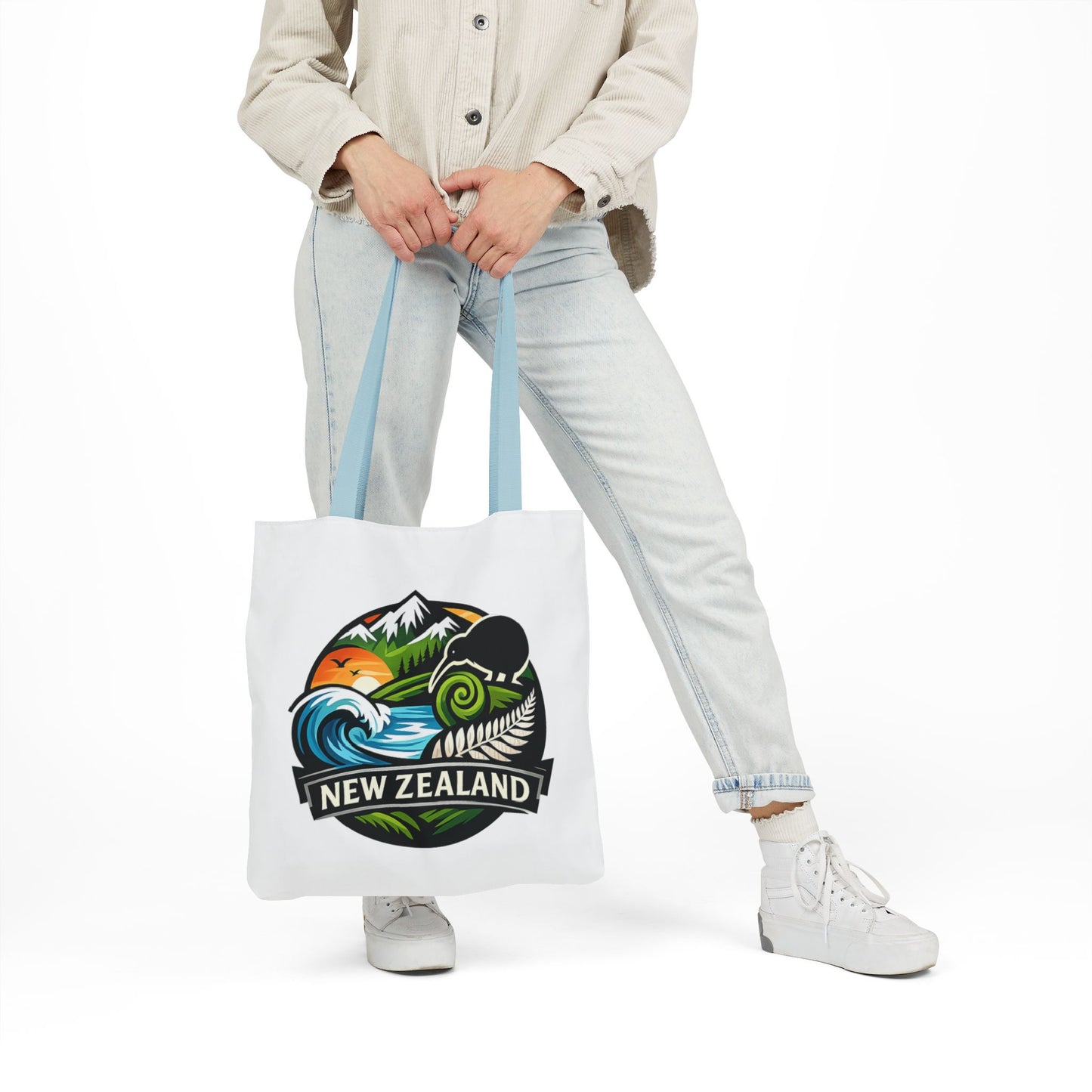 New Zealand Scenic Tote Bag — Kiwi, Mountains & Waves Canvas Tote