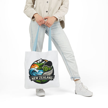 New Zealand Scenic Tote Bag — Kiwi, Mountains & Waves Canvas Tote