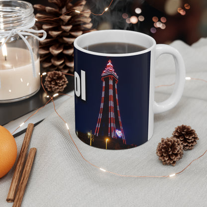 Blackpool Tower Night Skyline Ceramic Coffee Mug — 11oz & 15oz