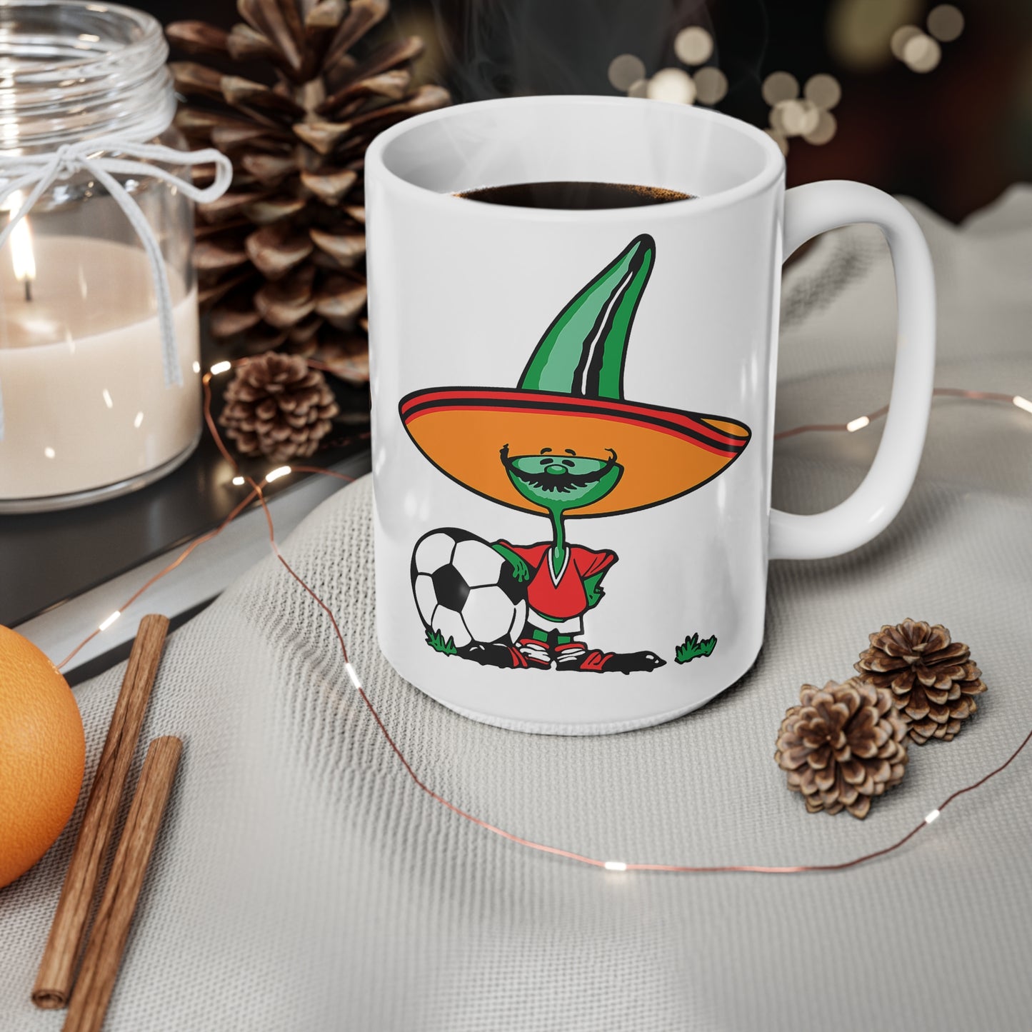 Mexico 86 Soccer Sombrero Mug — Funny Mexican Soccer Coffee Cup (11oz & 15oz)