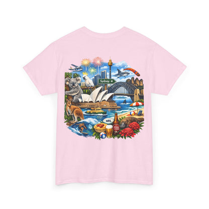 T-Shirt — Sydney Landmark Collage Tee (Opera House, Harbour Bridge, Koala & Beach Scene)