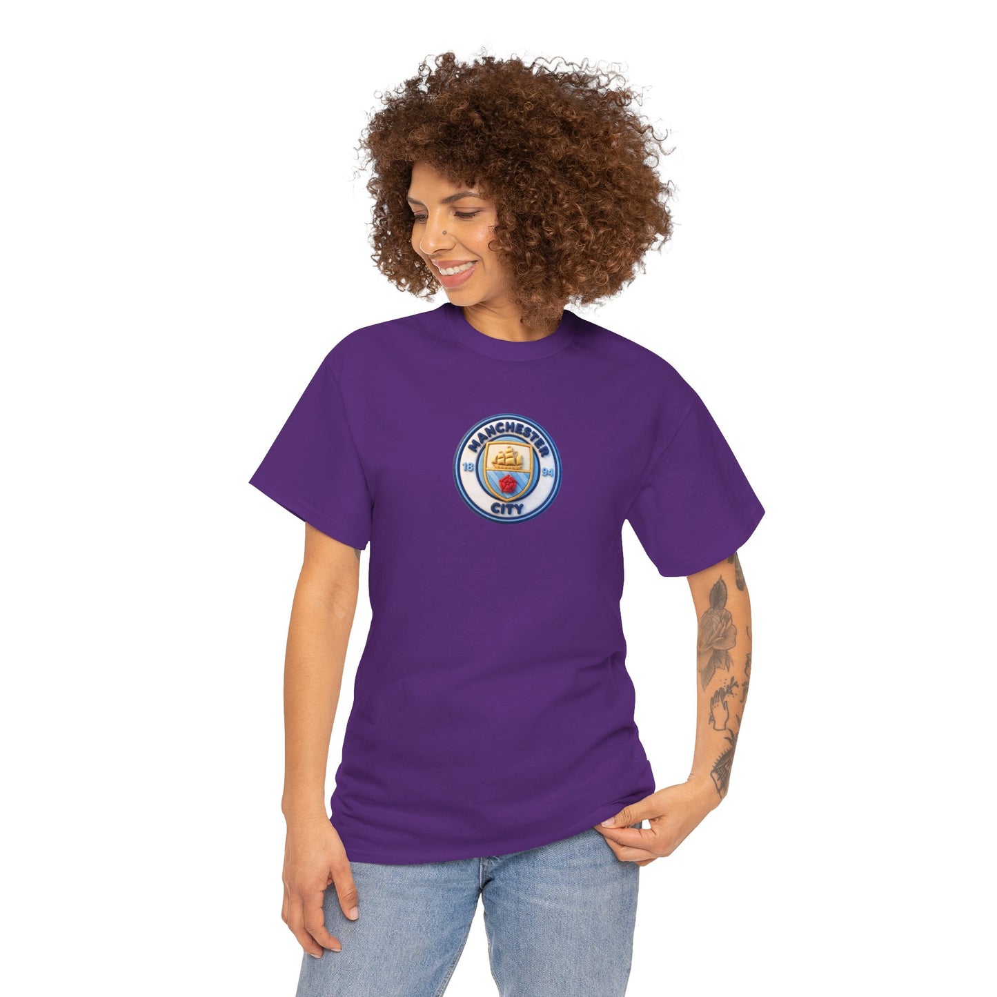 Manchester City Crest Unofficial 3D T-Shirt — Minimal Soccer Logo Tee