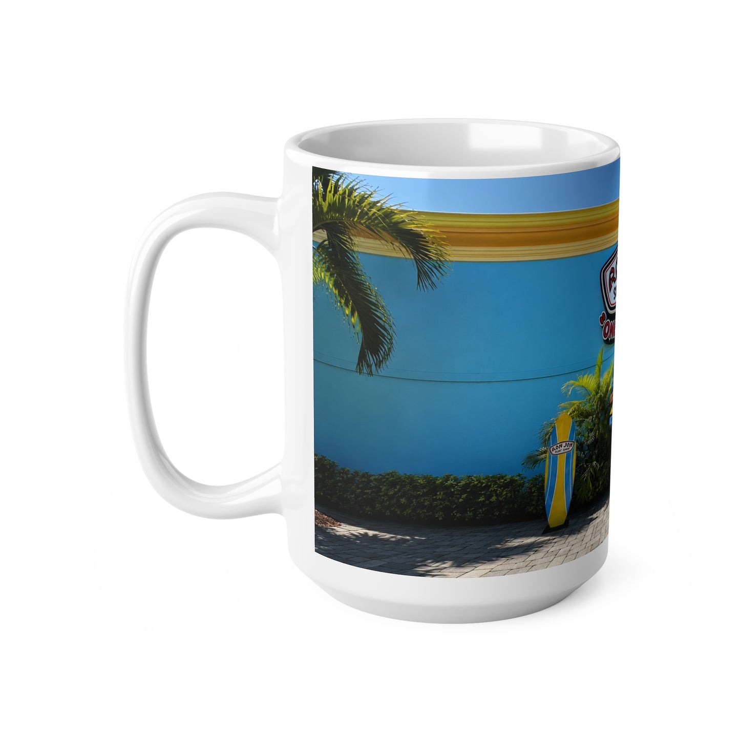 Ron Jon Surf Shop Photo Mug — Beach Surfboard Ceramic Coffee Cup (11oz & 15oz)