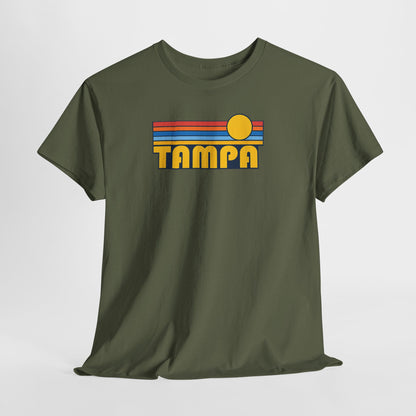 Tampa Retro Sunset T-Shirt — Vintage 70s Striped Beach Tee