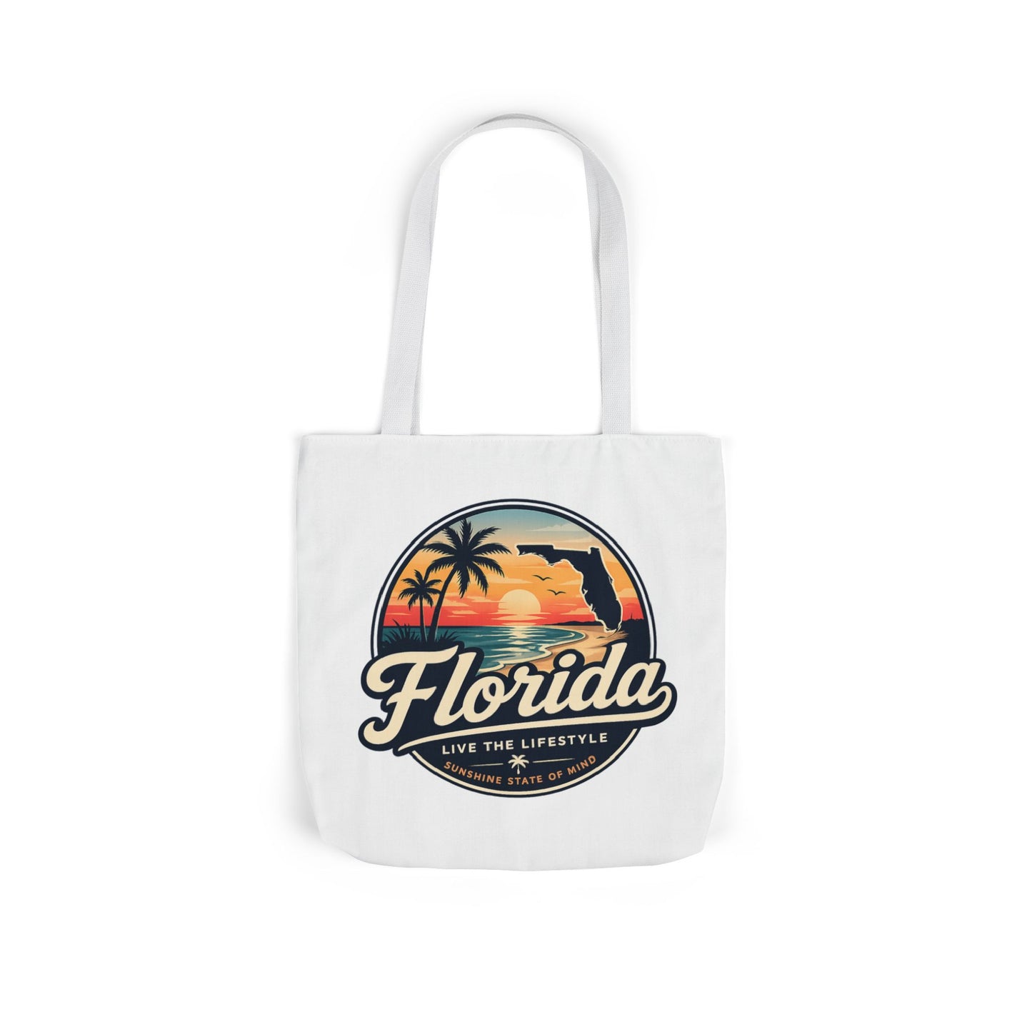 Florida Sunset Canvas Tote Bag — Retro Palm Beach Design