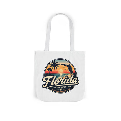 Florida Sunset Canvas Tote Bag — Retro Palm Beach Design
