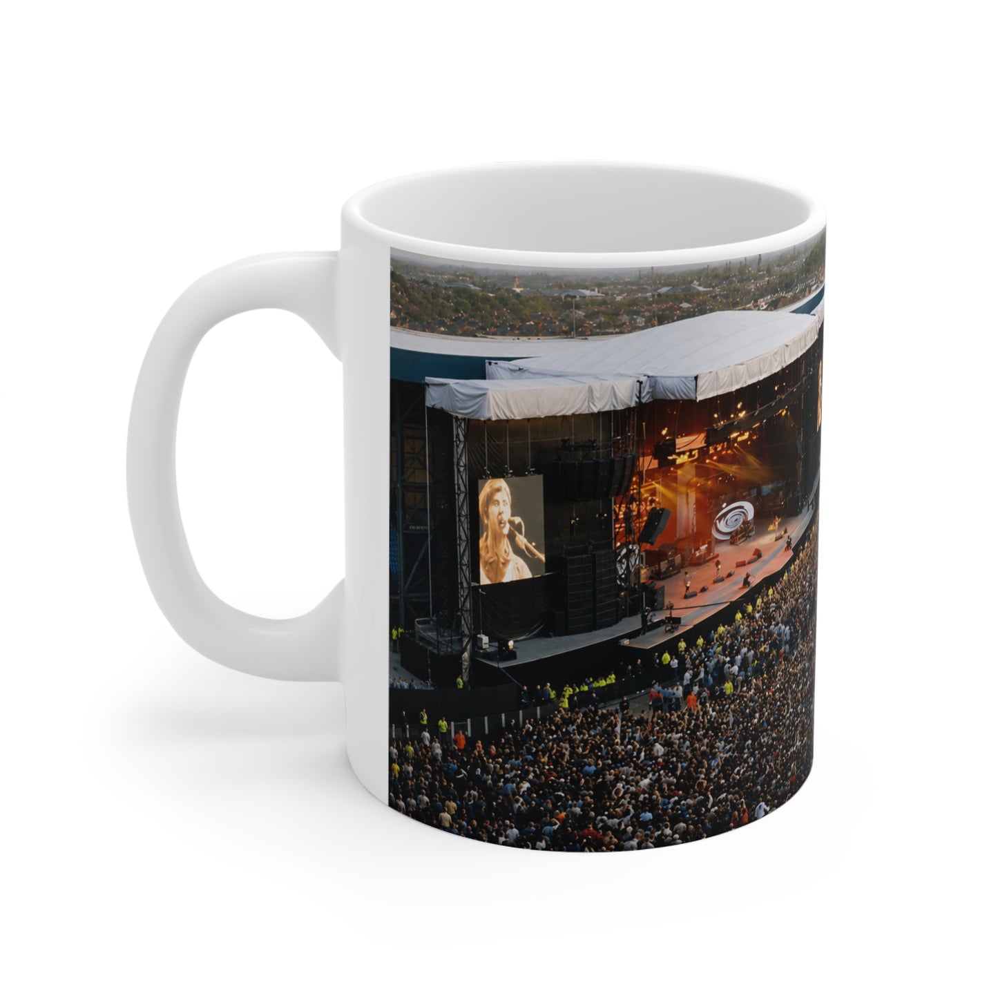 Oasis at Maine Road Concert Crowd Ceramic Mug — Live Stadium Photo Coffee Cup (11oz & 15oz)