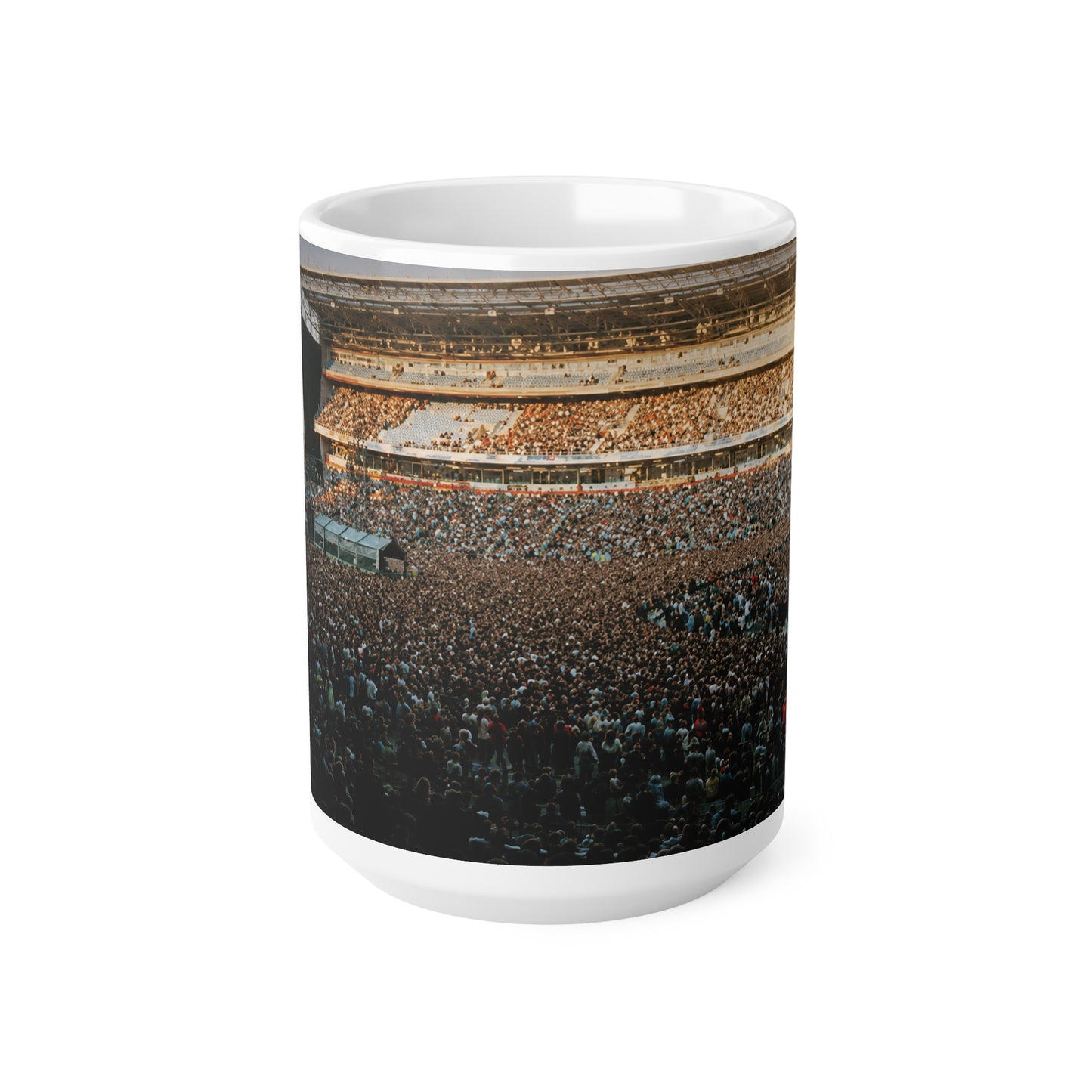 Oasis At Maine Road Concert Crowd Photo Mug — Live Stadium Panorama Ceramic Coffee Cup (11oz & 15oz)