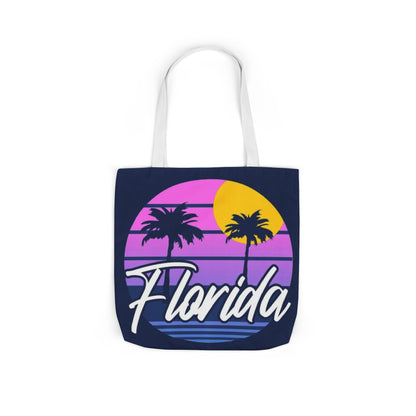 Florida Sunset Palm Tote Bag — Retro Beach Canvas Tote