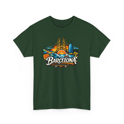 Barcelona Skyline Graphic Tee — Colorful Travel Souvenir T-Shirt