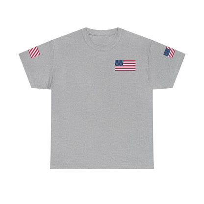 Team USA Flag T‑Shirt — Patriotic Navy Tee with Back Shield Logo
