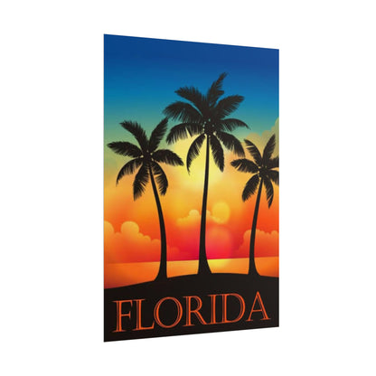 Florida Sunset Palm Poster — Tropical Beach Wall Art