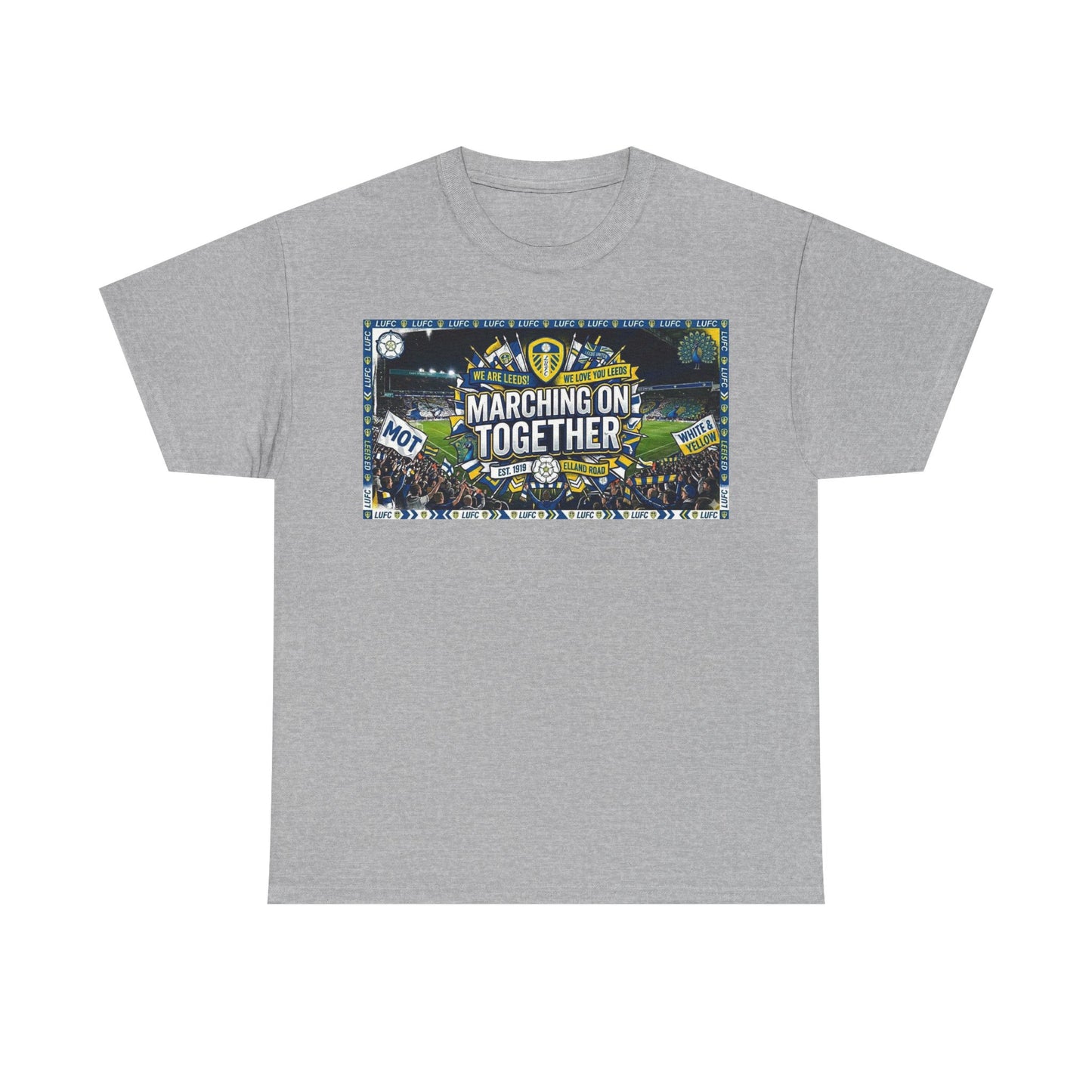 Leeds United T-Shirt — "Marching On Together" Fan Tee (Soccer Supporter Graphic)