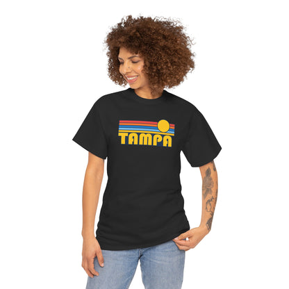 Tampa Retro Sunset T-Shirt — Vintage 70s Striped Beach Tee