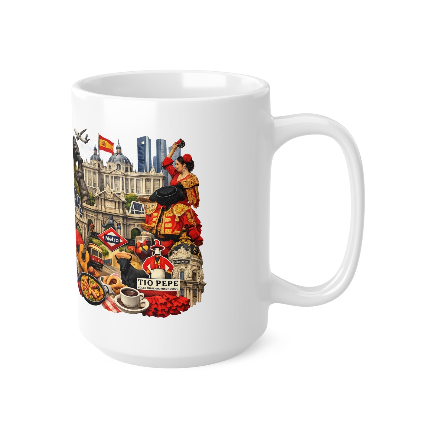 Spain Souvenir Mug — Spanish Landmarks & Cuisine Ceramic Coffee Cup (11oz/15oz)