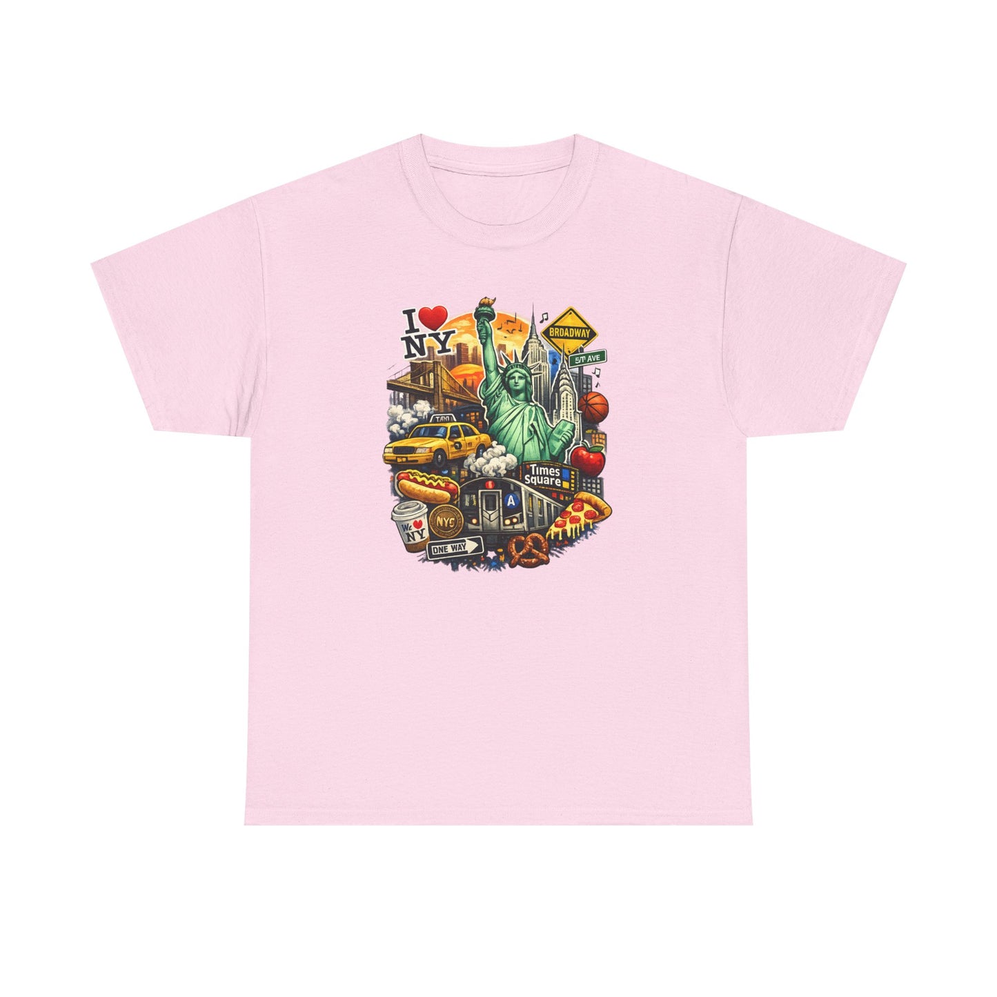 New York City Icons T-Shirt — Statue of Liberty, Taxi & I  NY Collage Tee