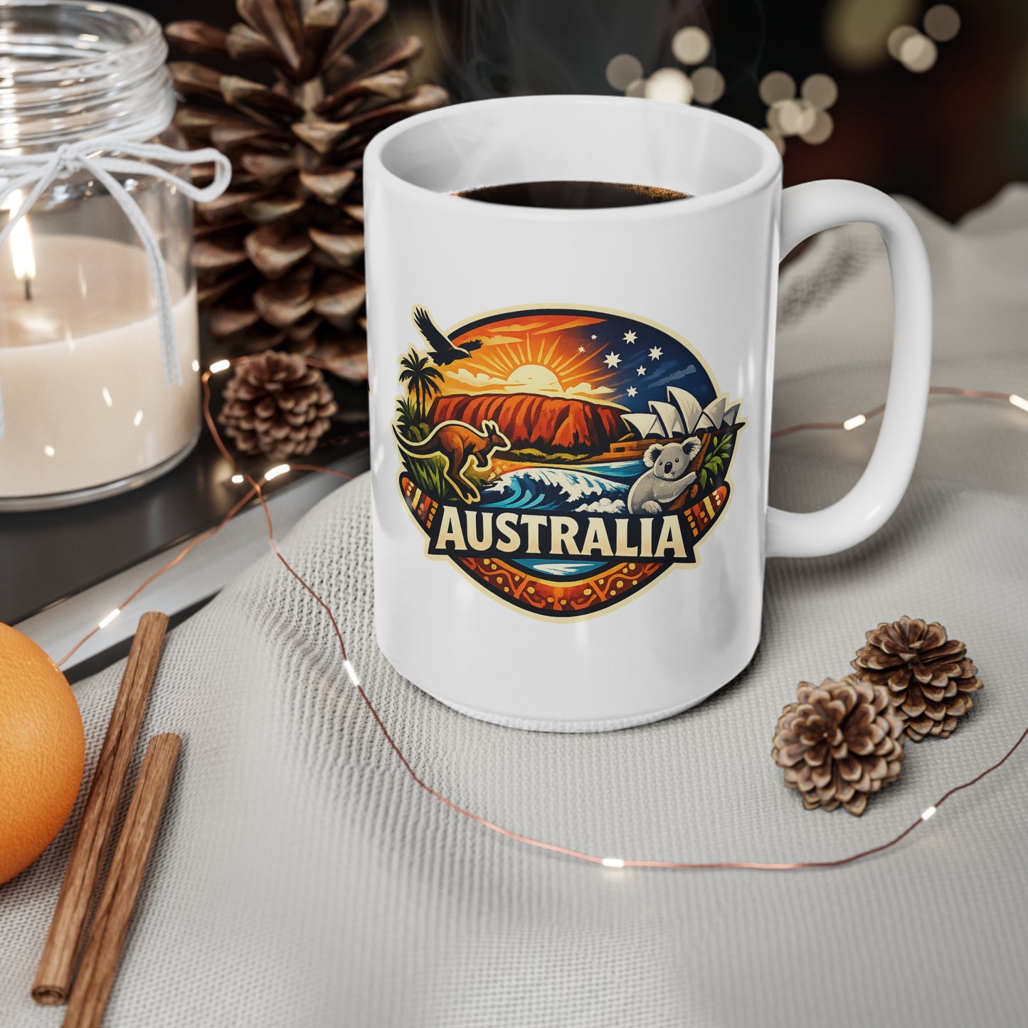 Australia Scenic Mug — Vintage Outback Sunset Ceramic Coffee Cup (11oz & 15oz)