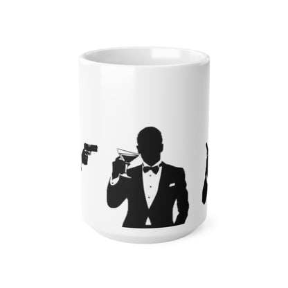 Spy Silhouette Ceramic Coffee Mug – James Bond Martini & Gun Design (11oz, 15oz)