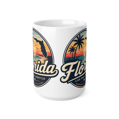 Florida Sunset Coffee Mug — Retro Palm Beach Ceramic Cup (11oz & 15oz)